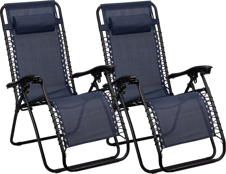 Abbey Camp Campingstuhl – Gartenstuhl – verstellbar – 2er-Set – Marineblau