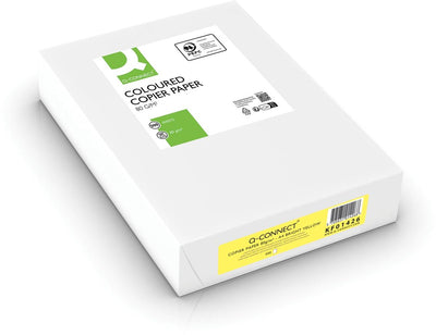 Q-connect farbiges Kopierpapier | a4 | 80g | Packung mit 500 Blatt | leuchtend gelb