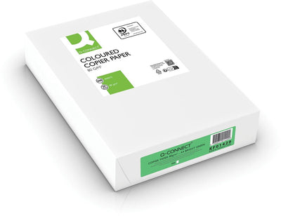 Q-connect farbiges Kopierpapier | a4 | 80g | Packung mit 500 Blatt | leuchtend grün