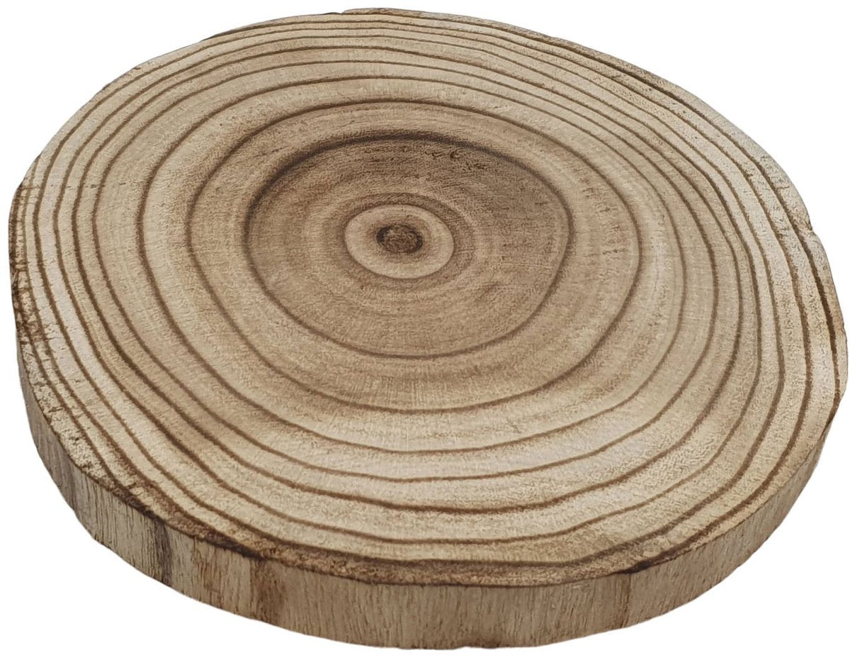 Dekoration Baumscheibe Paulownia Holz verbrannt, Ø 20 cm