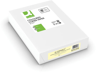 Q-connect farbiges Kopierpapier | a4 | 80g | Packung mit 500 Blatt | hellgelb