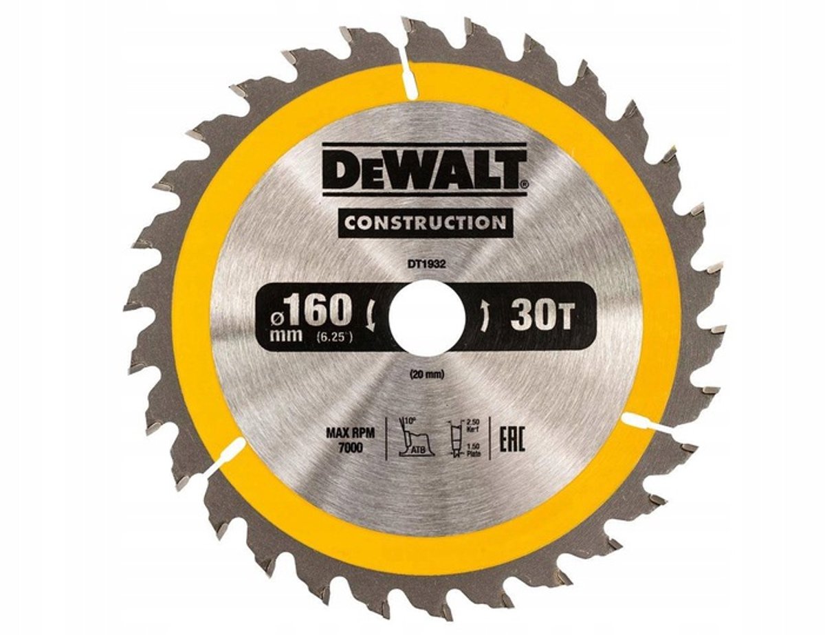 Dewalt Construction – Kreissägeblatt – 165 mm – 18 Zähne – für Holz und Verbundwerkstoffe