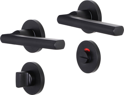 Impresso Türgriff - Redhill - für den Innenbereich - rund mit runder WC-Rosette - Aluminium schwarz - 2 Stück
