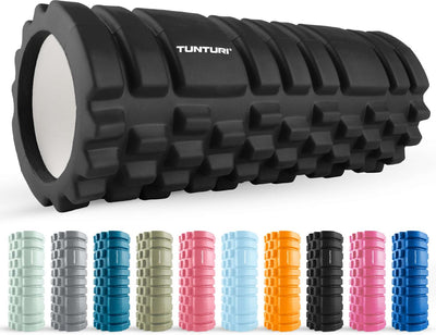 Tunturi Yoga Grid Schaumstoffrolle – Massagerolle – Schaumstoffrolle – Fitnessrolle – Schwarz – 33 cm – inkl. kostenlose Fitness-App