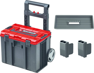 Einhell e-case l Systemkoffer - max. Belastbarkeit: 120 kg – universelle Aufbewahrung und Transport von Zubehör und Werkzeug – mit Rollen – stapelbar – verbindbar
