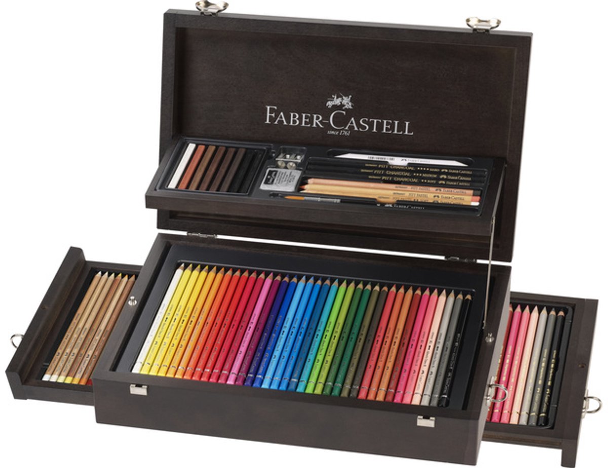 Faber-Castell Buntstifte – Kunstgrafik-Sortiment – Holzbox 125 Stück – FC-110085
