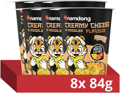 Namdong Instantnudeln – cremiger Käse – Nudeln mit cremigem Käsegeschmack im koreanischen Stil – 8 x 84 g