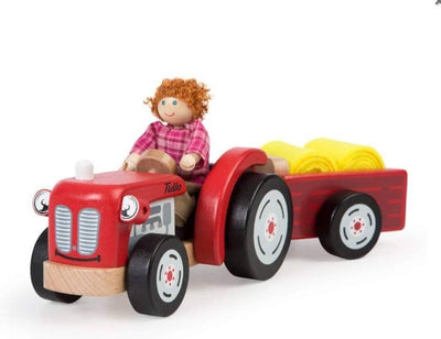Tidlo -Holztraktor mit Anhänger