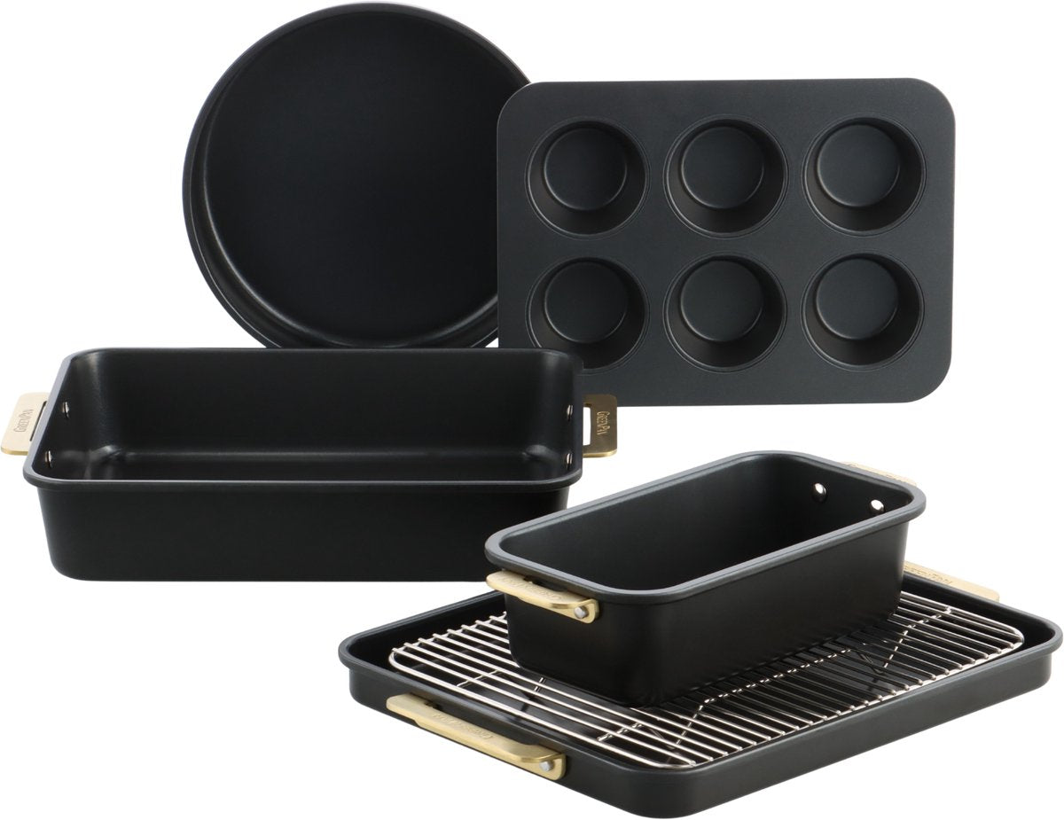 Greenpan Padova Reserve-Backgeschirr 6-teilig – PFA-freie Antihaftbeschichtung – Backform aus Keramik – ofenfest bis 230 °C – Schwarz