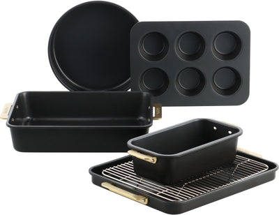 Greenpan Padova Reserve-Backgeschirr 6-teilig – PFA-freie Antihaftbeschichtung – Backform aus Keramik – ofenfest bis 230 °C – Schwarz