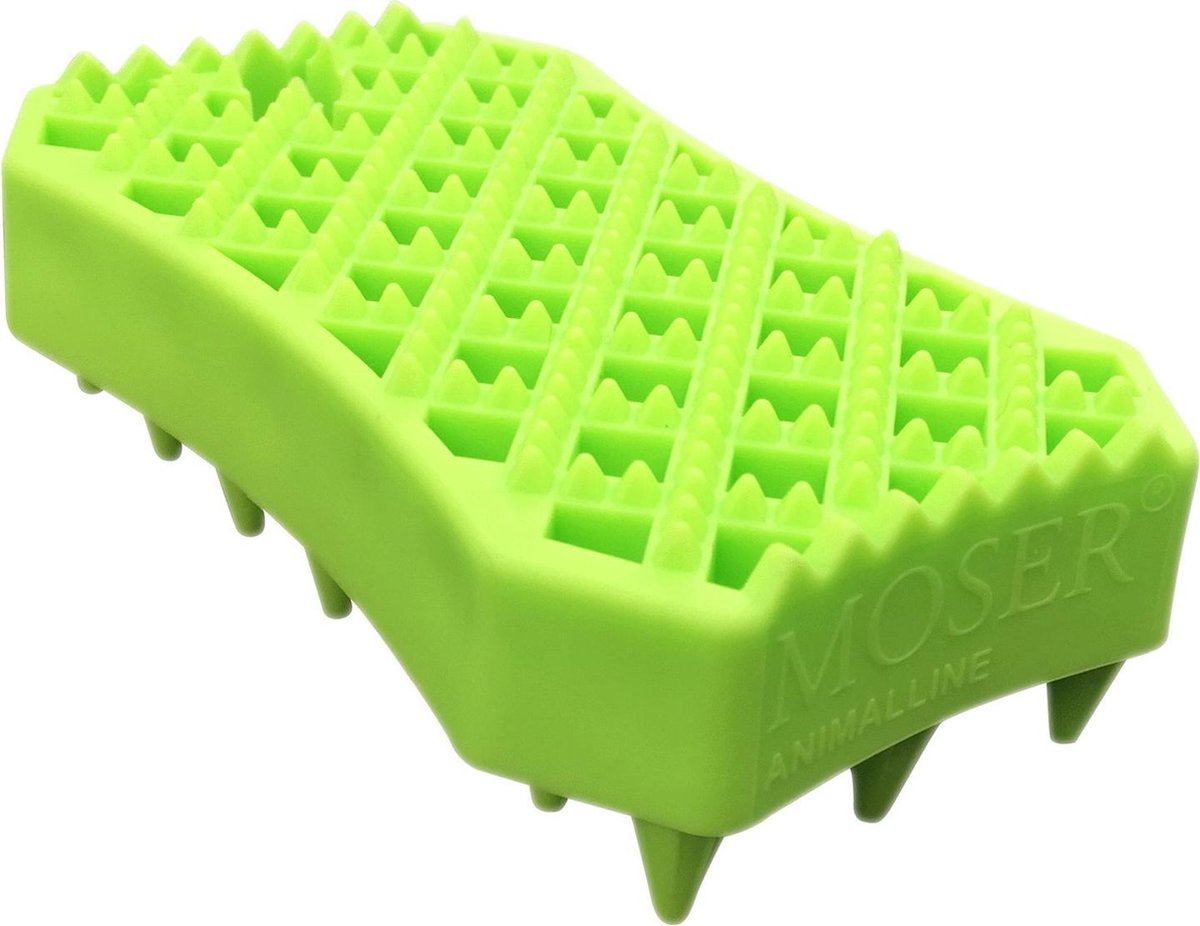 Moser Sheddy Universal-Gummibürste – Fellpflege für Hunde – 70 x 35 x 115 mm, grüngrau