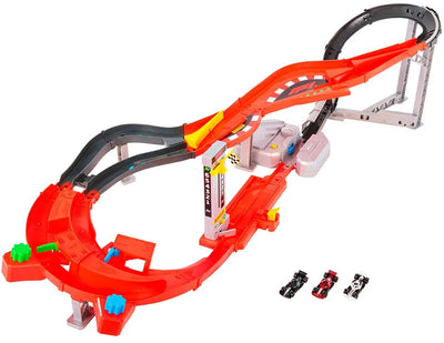 Hot Wheels Racing Formel-1-Downhill-Rennstrecken-Set mit 3 F1-Autos aus Metall
