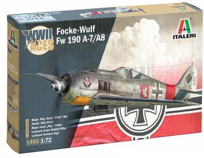 Italeri Modellbausatz Flugzeug – 1490 Focke-Wulf FW 190 A-7 A8 S Wwii – Super-Aufkleber – Deutsches Propellerflugzeug aus Kunststoff – 1:72 – Modellbau