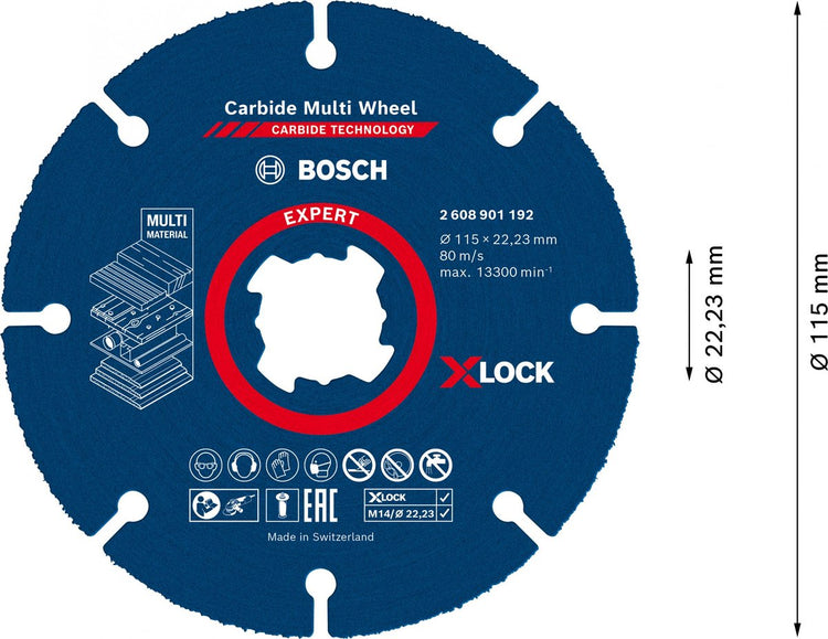 Bosch 2608901192 Expert X-Lock Trennscheibe Hartmetall Mehrrad 115 mm