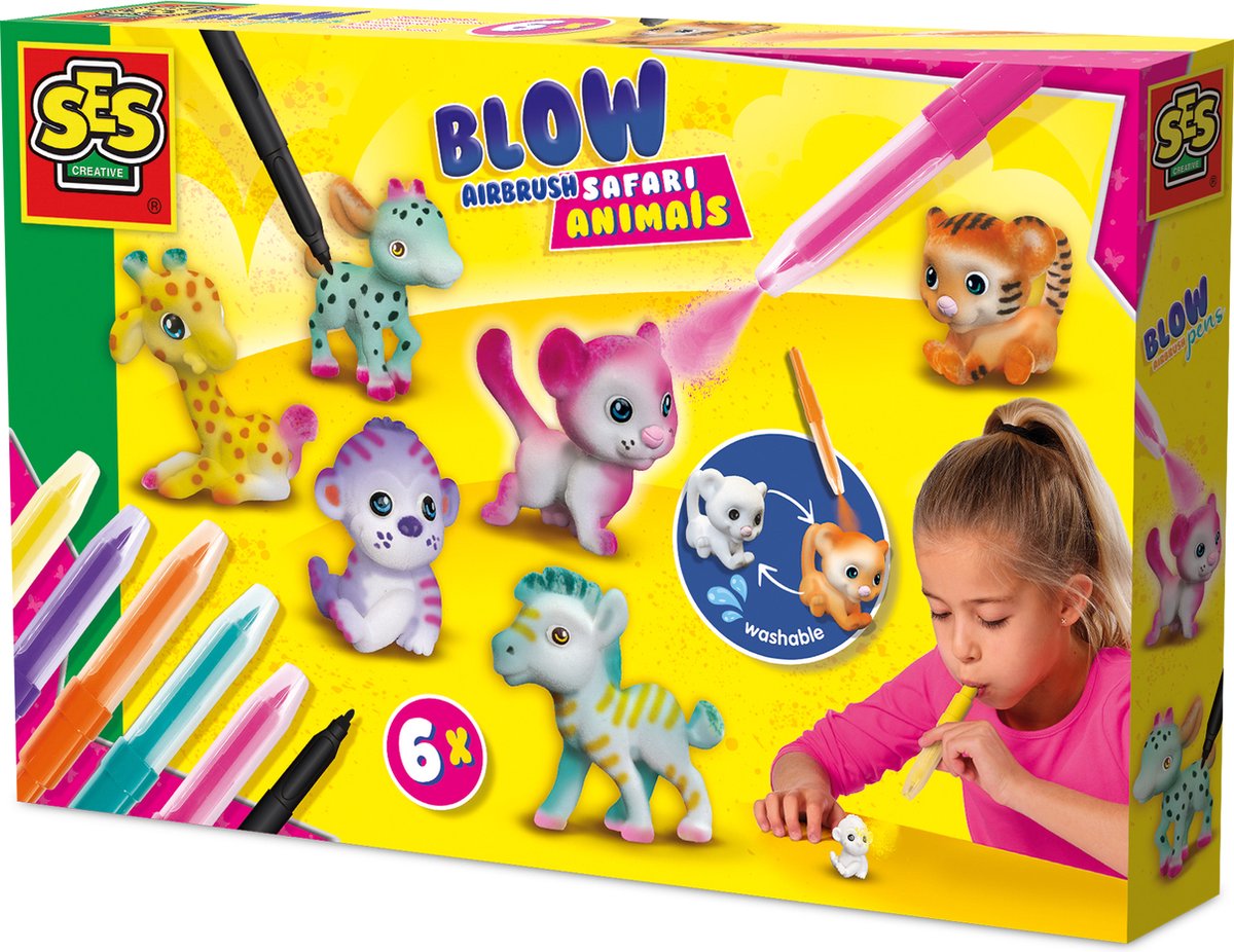 SES Blow Airbrush Stifte - Safari -Tiere, 6st.