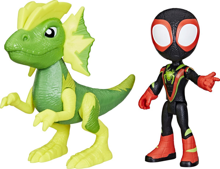 Spider-Man Marvel Spidey und seine erstaunlichen Freunde – Dino-Webs Miles Morales und Electrosaurus – Actionfigur – 10 cm