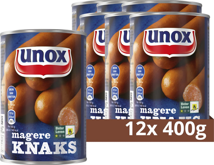 Unox Magerwurst - Magerwurst - mit 35 % weniger Fett als normale Wurst - 12 x 400 g