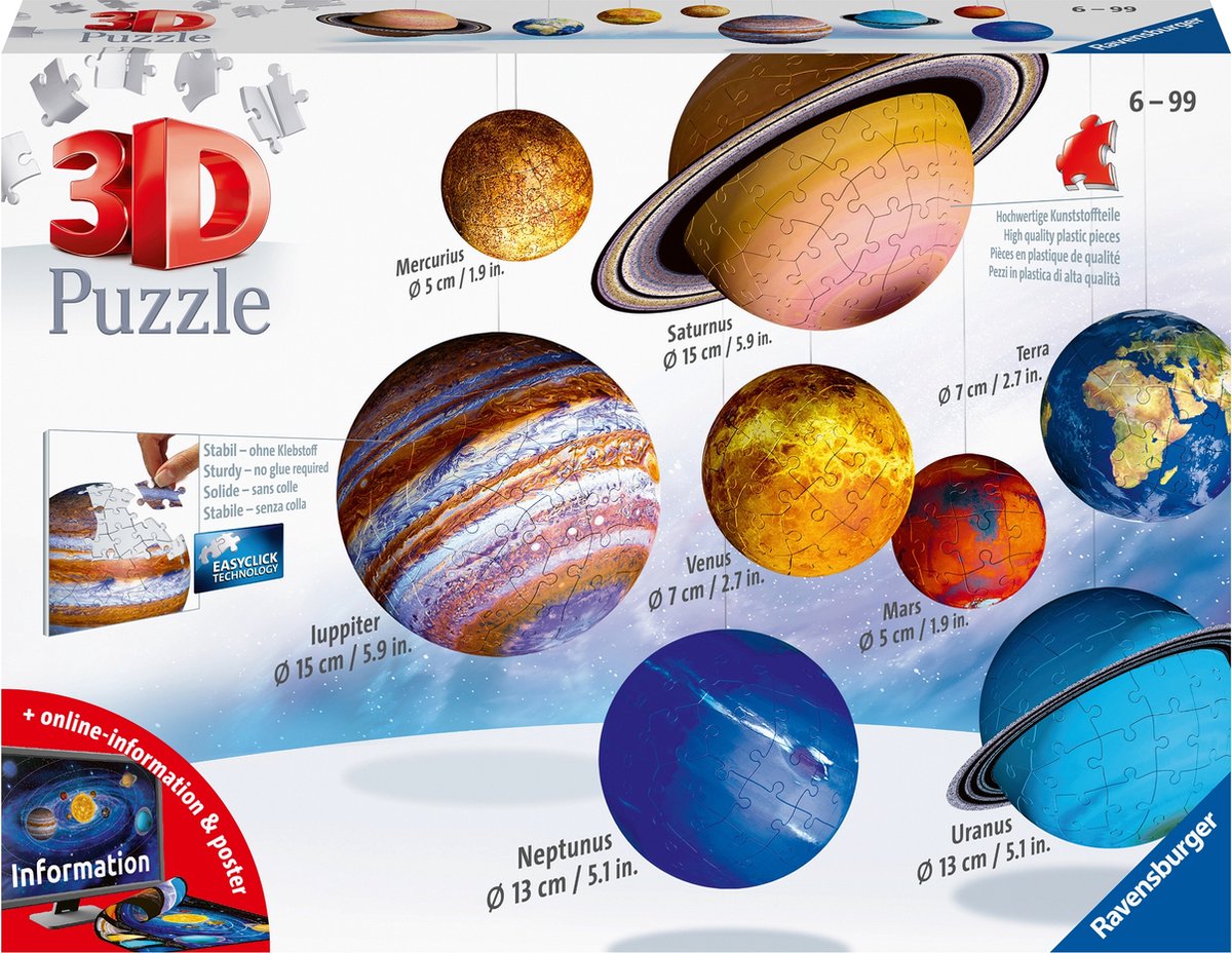 Ravensburger 3D-Sonnensystem - 3D-Puzzle - 27 54 72 108 Teile
