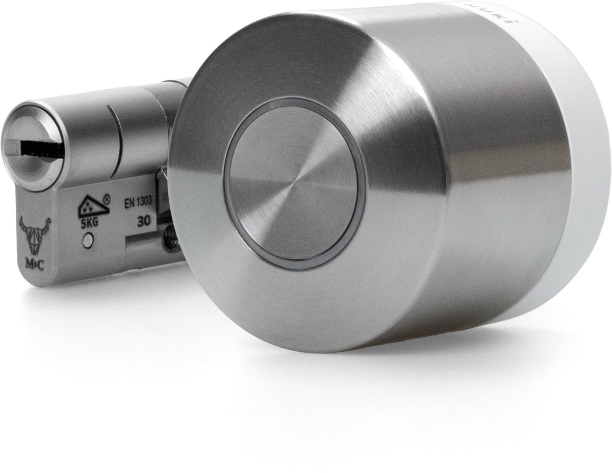 Nuki Smart Lock Ultra – Smartes Türschloss mit WiFi Matter – Automatische Entriegelung, Nachtmodus Lock ’n’ Go – Funktioniert mit Google, Alexa Apple – inkl. Skg-Zylinder - Zylindergröße 30 30 mm