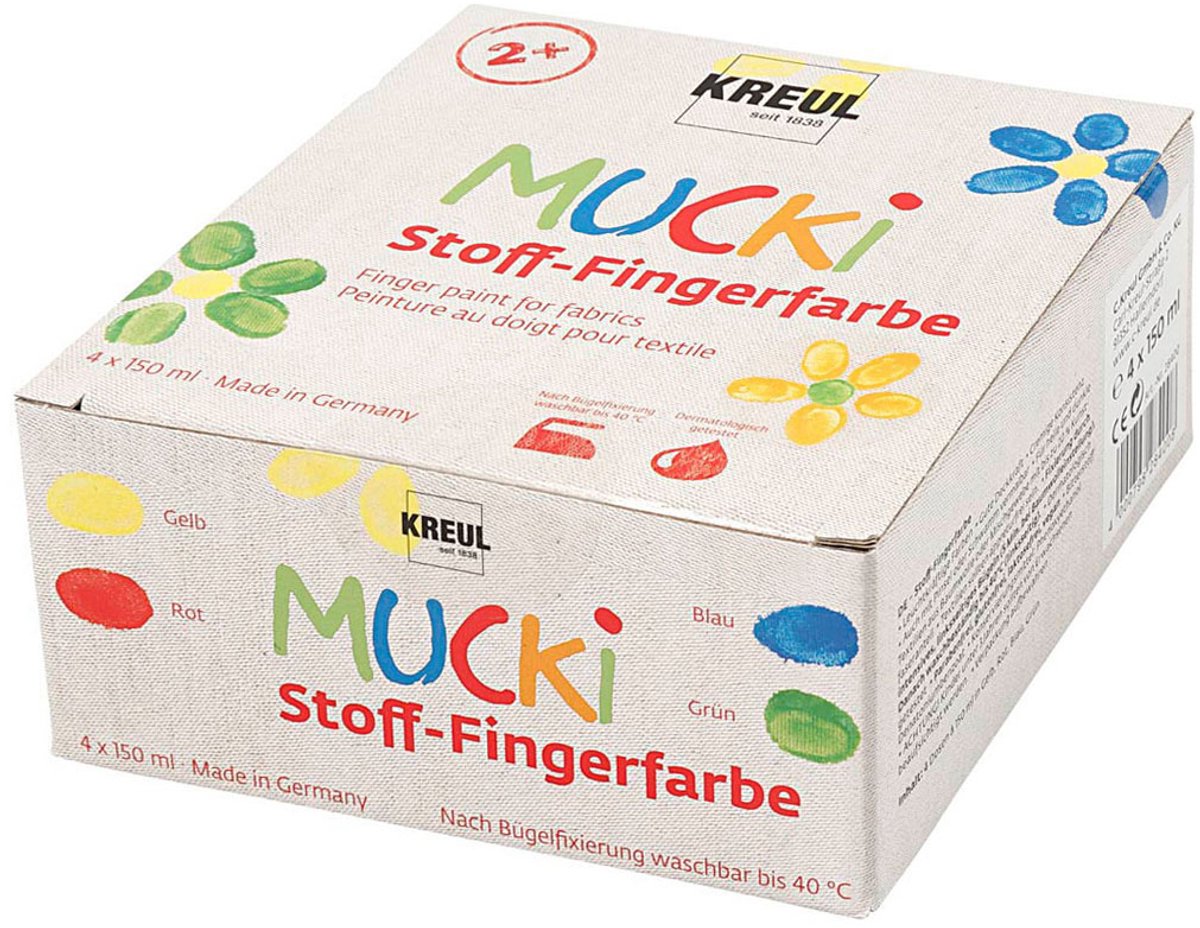 Kreativfirma Mist Finger Farbe blau grünes rotes Gelb, 4x150ml