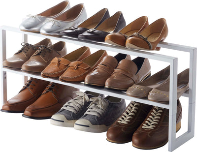 Yamazaki Schuhregal ausziehbar – 2 Ebenen – Linie – Weiß