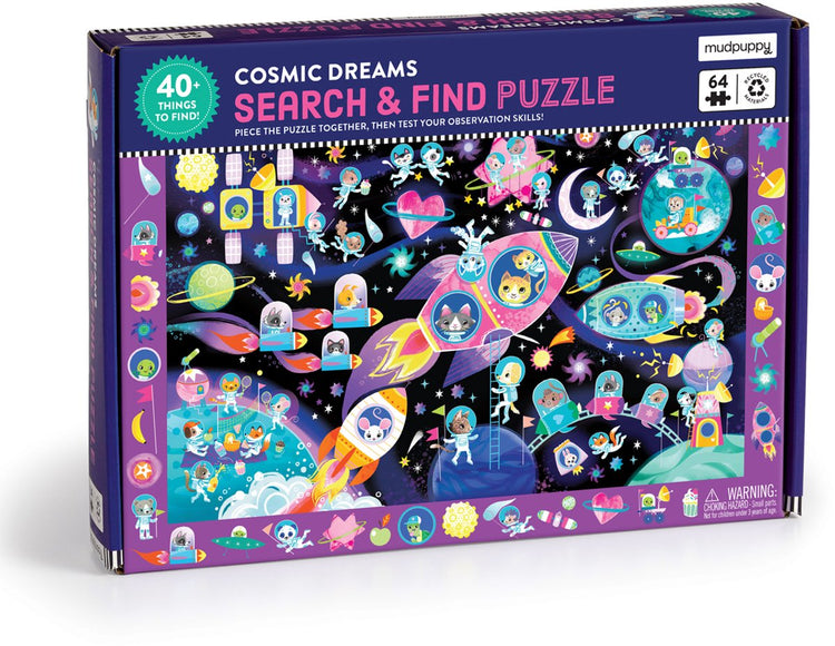 Mudpuppy Wimmelbildpuzzle – kosmische Träume – 59 x 39 cm – 64 Teile – 4 Jahre