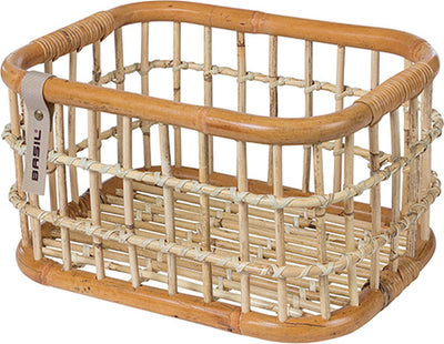 Basil Green Life - Rattan Fahrradkorb - mittel - vorne naturbraun