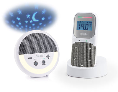 Alecto Babyphone – vollständig umweltfreundliches Dect-Audio-Babyphone – Projektor mit Nachtlicht und Schlafliedern – DBX150 – Weißgrau