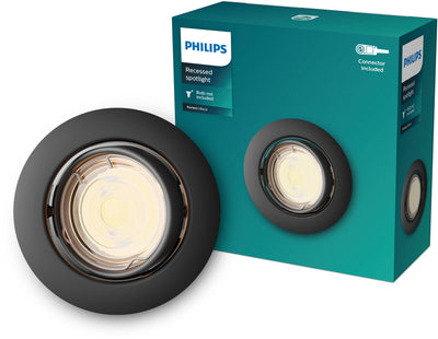 Philips LED Philips Peridot Einbaustrahler – GU10-Fassung – schwarz – rund – ausrichtbarer Strahler