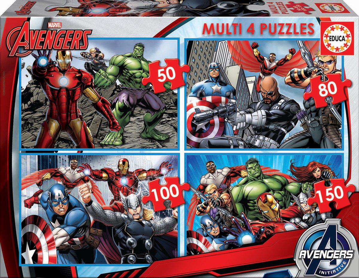 Educa – Marvel Avengers Multi 4 Puzzle 50-80-100-150 Teile