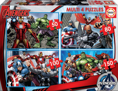 Educa – Marvel Avengers Multi 4 Puzzle 50-80-100-150 Teile