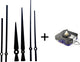 Nexttime DIY – Uhrenteile – Set L – Metall – Schwarz – geräuschloses Uhrwerk + Zeiger