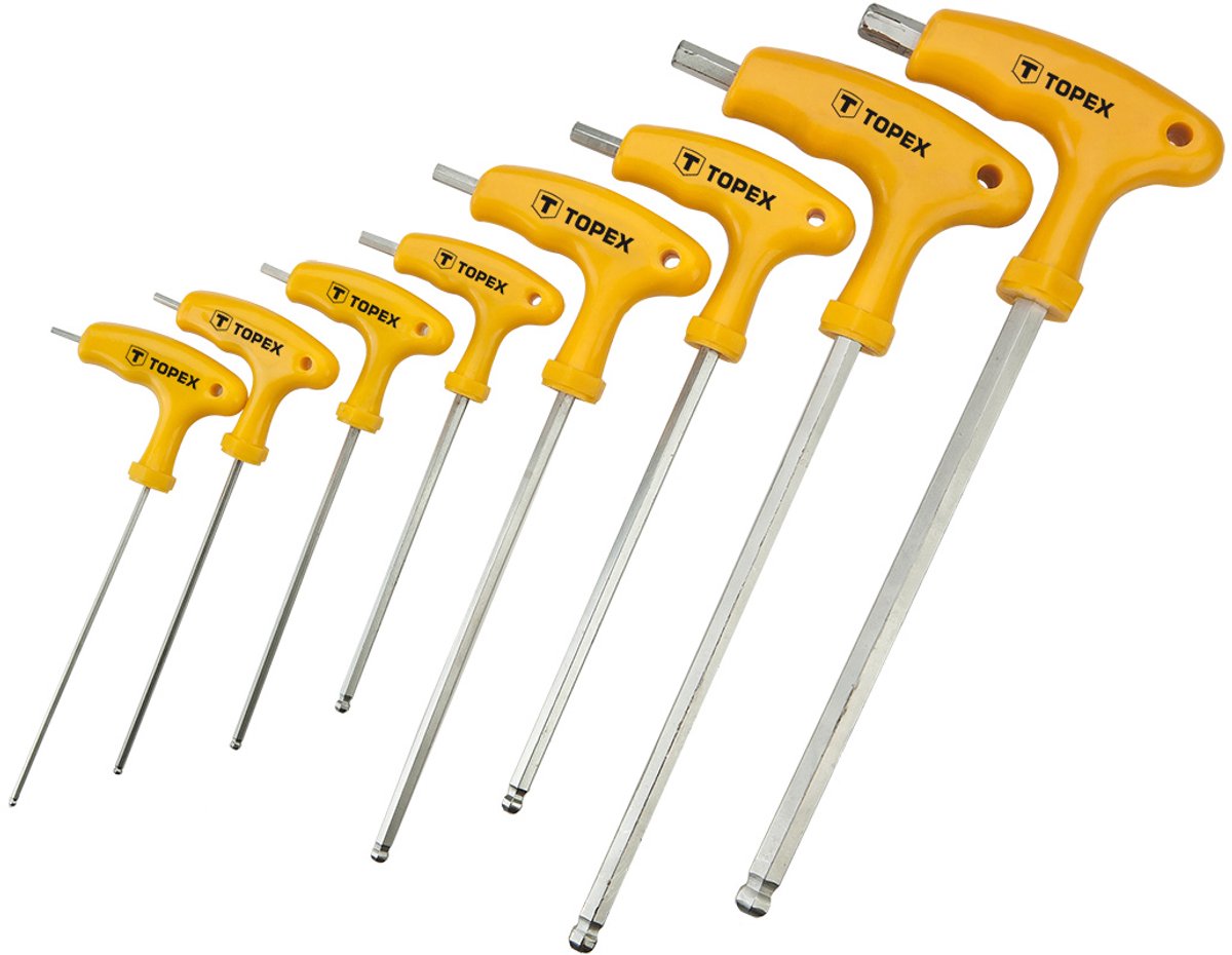 Topex - T-Typ-Inbusschlüssel - 2-10 mm - Satz mit 8 Stück - ergonomischer Griff
