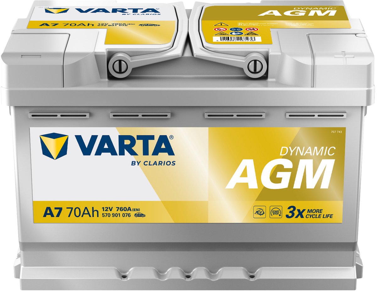 Varta A7 Dynamic AGM Start-Stopp-Batterie 70 Ah 760 A