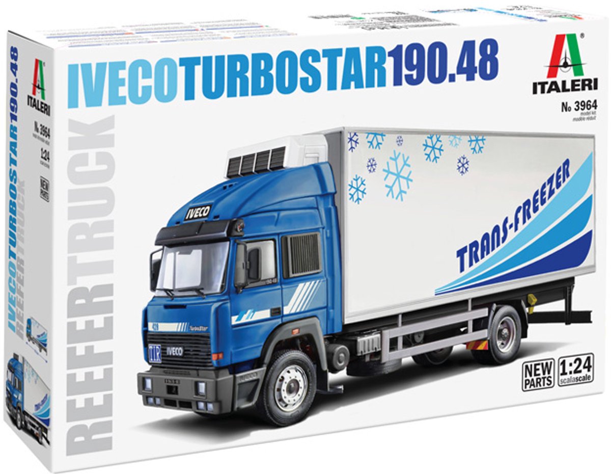 Italeri Modellbausatz LKW – 3964 Iveco Turbostar 190.48 Kühllastwagen – italienischer LKW aus Kunststoff – 1:24 – Modellbau
