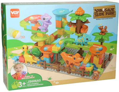 Bausteine und Murmelbahn Dino