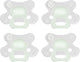 Difrax Schnuller natur – 6 bis 12 Monate – grün weiß transparent – 4 Stück