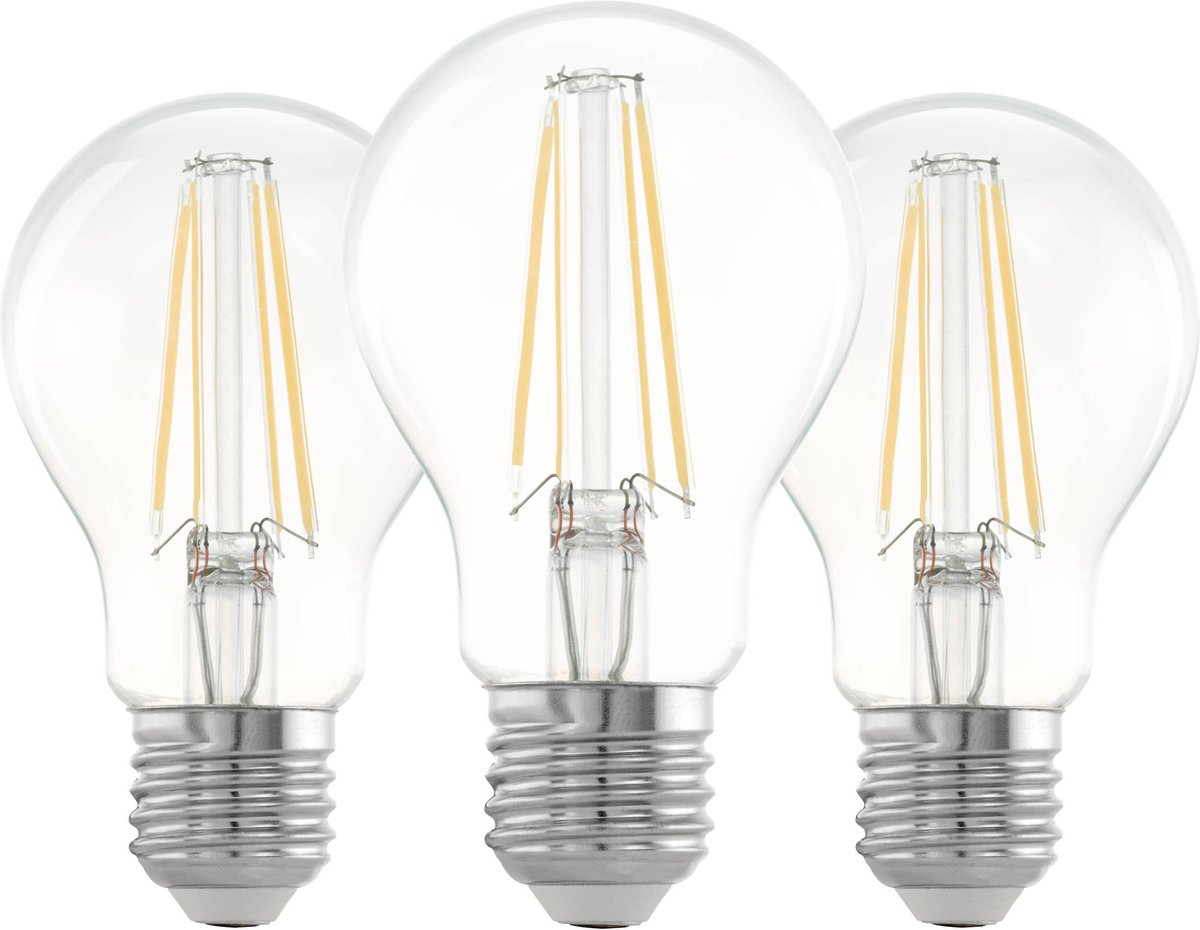 Eglo LED-Lampe - E27 - ø 6 cm - A60 - klar - 2700k - 3er-Set