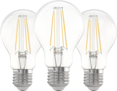 Eglo LED-Lampe - E27 - ø 6 cm - A60 - klar - 2700k - 3er-Set