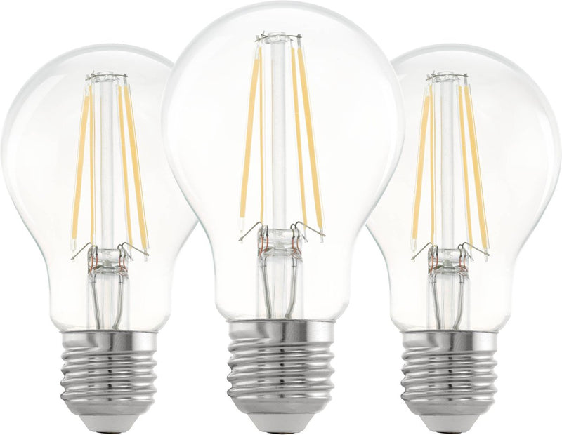 Eglo LED-Lampe - E27 - ø 6 cm - A60 - klar - 2700k - 3er-Set