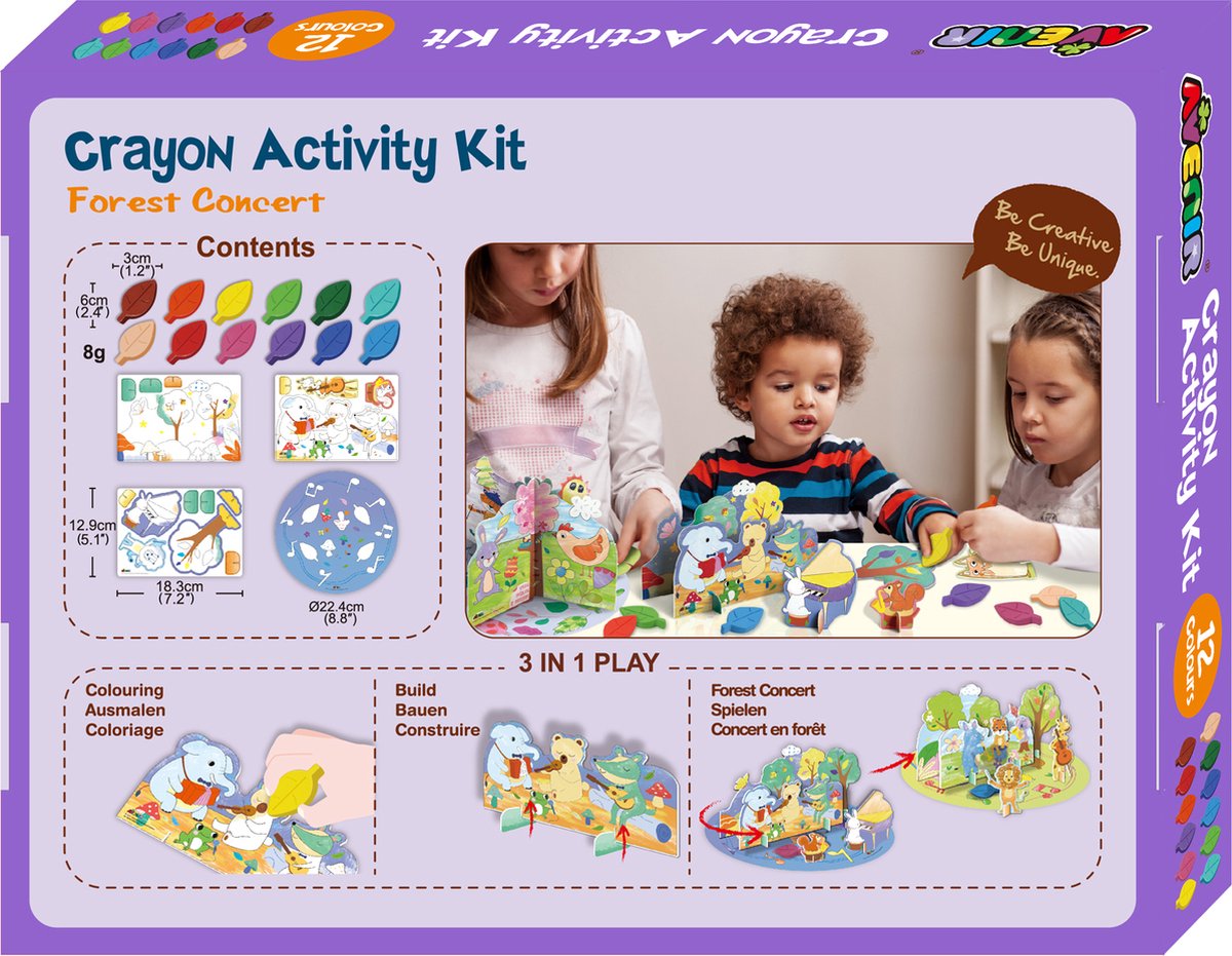 Avenir Buntstift-Aktivitätsset – Waldkonzert – 3 in 1 – Farb-Bau-Spiel – 3+