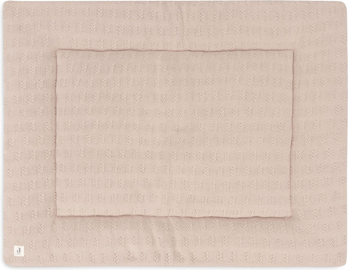 Jollein - Laufgittermatte 75x95cm - Babyspielmatte - Kornstrick - Wildrosa