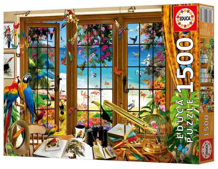Educa Puzzle Vogelbeobachter Fenster 1500 Teile Puzzle aus Pappe.