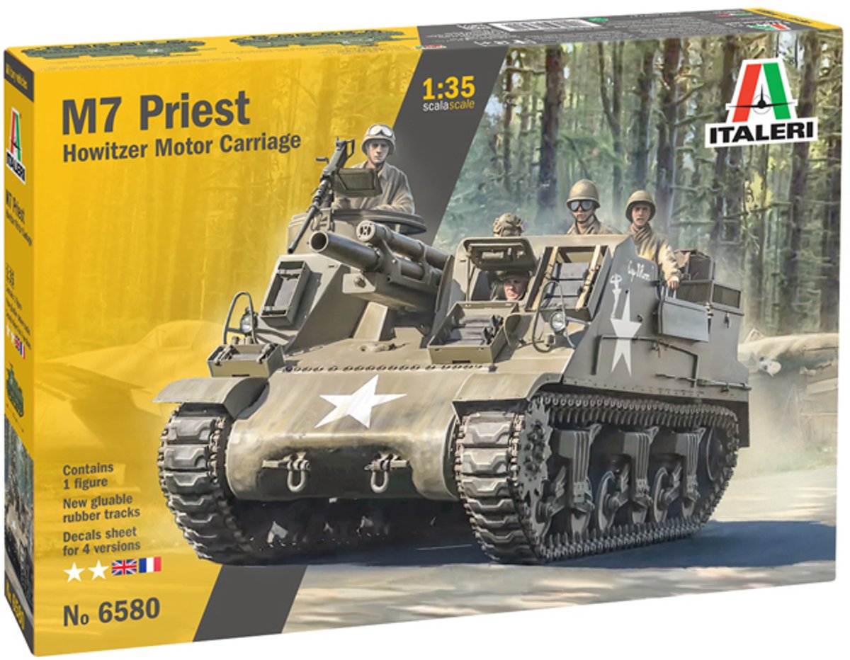 Italeri Modellbausatz Militärfahrzeuge – 6580 M7 Priesterpanzer aus Kunststoff – 1:35 – Modellbau