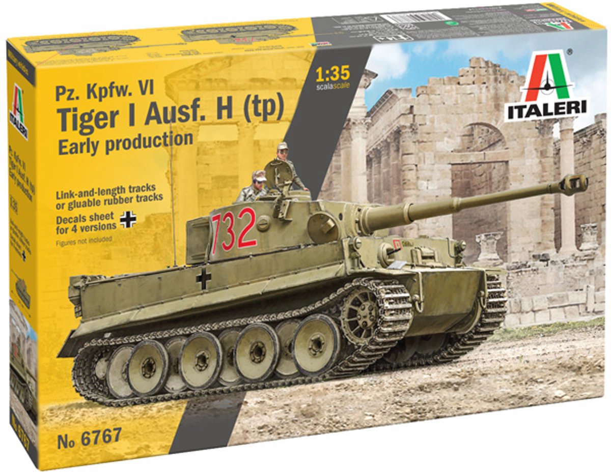 Italeri Modellbausatz Militärfahrzeuge - 6767 pz.kpfw. vi Tiger i ausf. E H1 Wwii – frühe Produktion – deutscher Panzer aus Kunststoff – 1:35 – Modellbau