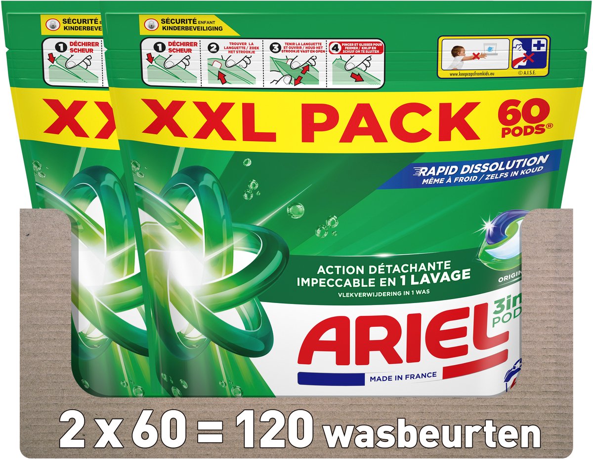 Ariel 3in1 Waschmittelkapseln Original – 2 x 60 Waschgänge