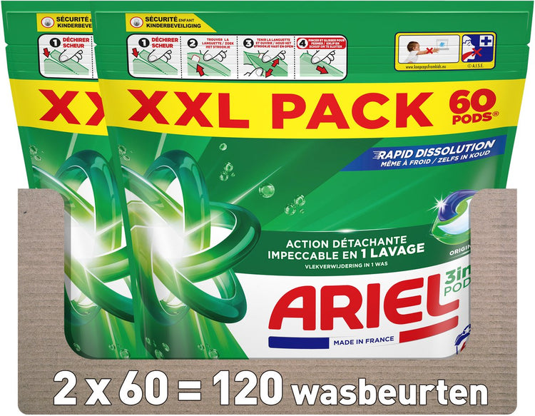 Ariel 3in1 Waschmittelkapseln Original – 2 x 60 Waschgänge