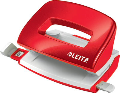 Leitz Wow Mini-Lochstanzer – stanzt bis zu 10 Blatt – für Ordner und Ringbücher – ideal für den Home-Office-Heimarbeitsplatz – rot