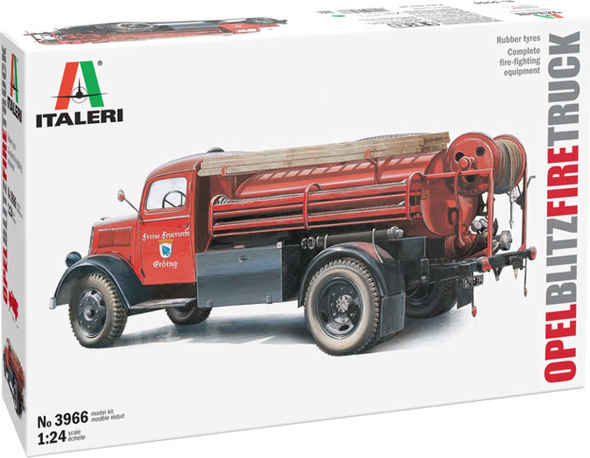 Italeri Modellbausatz LKW – 3966 Opel Blitz Feuerwehrauto – LKW aus Kunststoff – 1:24 – Modellbau