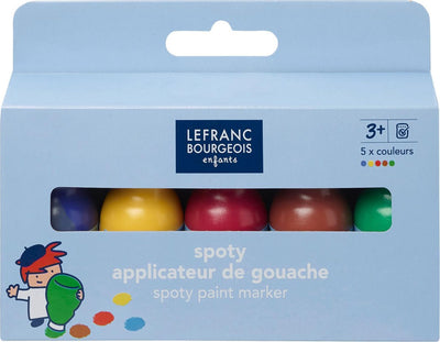Lefranc Bourgeois Paris Lefranc Bourgeois 807251 Education Spoty Paint Marker – 5-teiliges Set | Gouachemarker für Kinder ab 3 Jahren | spritzfrei waschbar